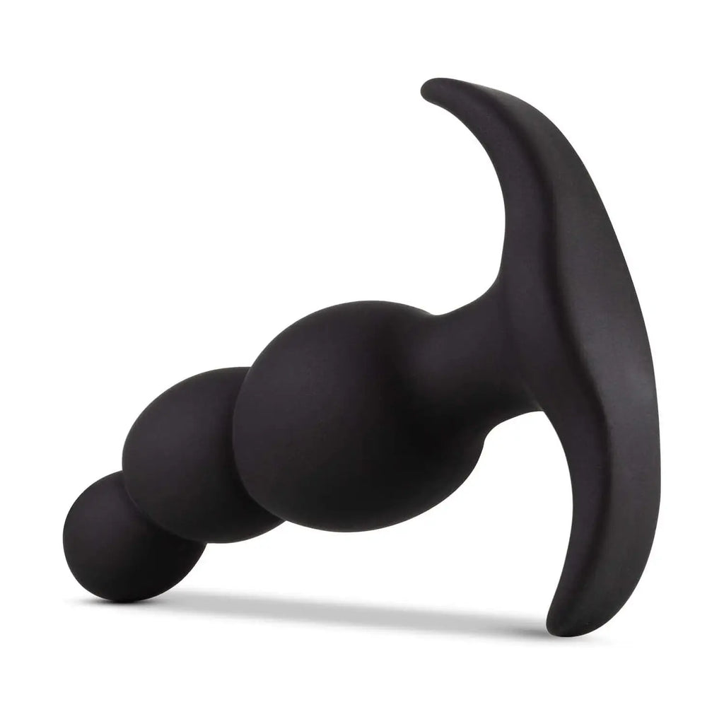 Blush Novelties® Anal Adventures Platinum Stacked Butt Plug - 3 Tapered Beads | Curved Design Black