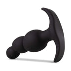 Blush Novelties® Anal Adventures Platinum Stacked Butt Plug - 3 Tapered Beads | Curved Design Black