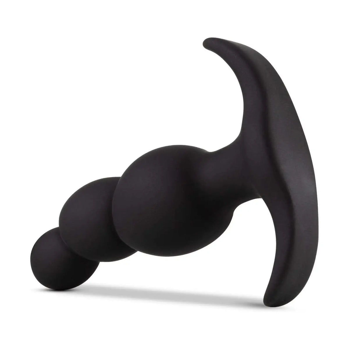 Blush Novelties® Anal Adventures Platinum Stacked Butt Plug - 3 Tapered Beads | Curved Design Black