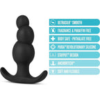 Blush Novelties® Anal Adventures Platinum Stacked Butt Plug - 3 Tapered Beads | Curved Design Black