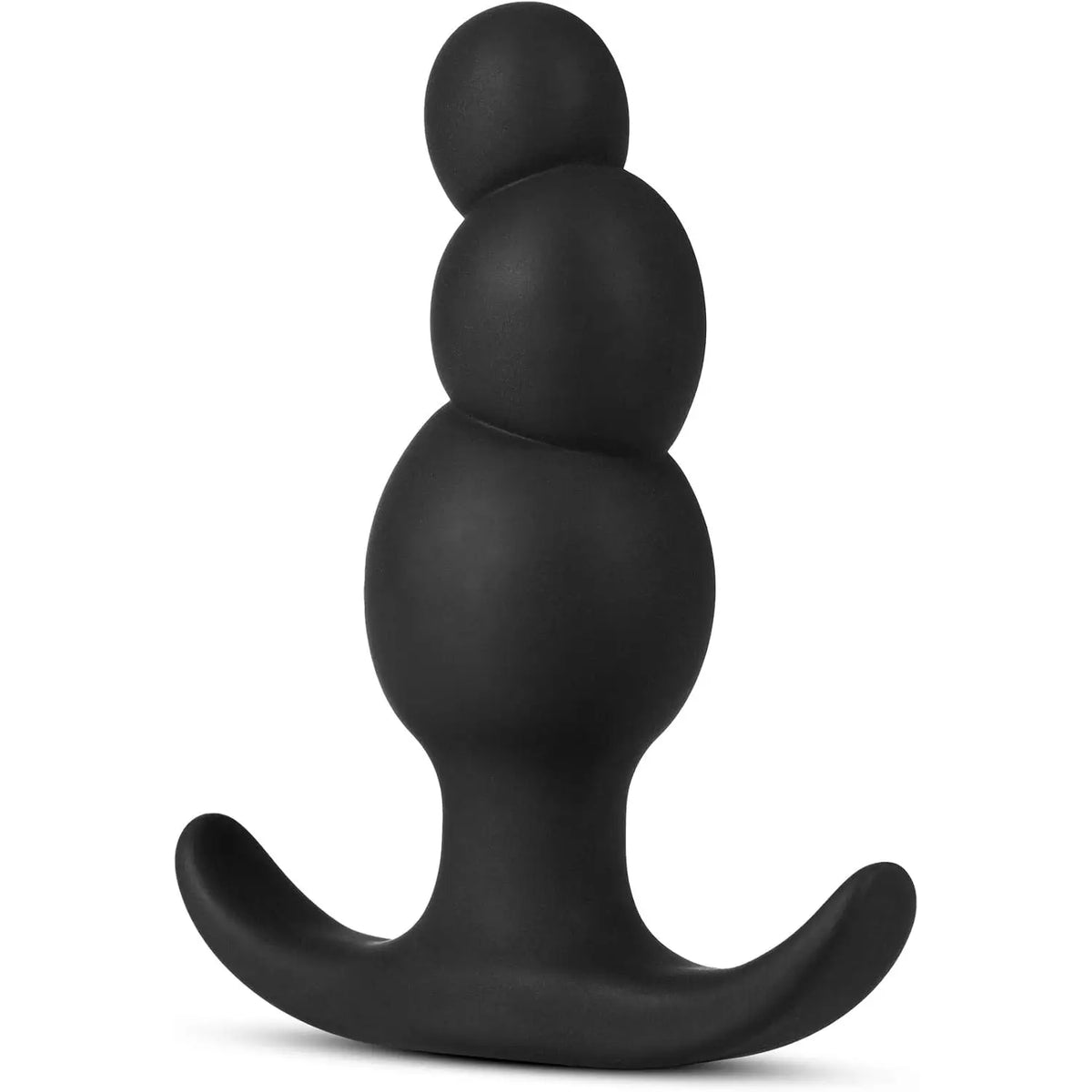 Blush Novelties® Anal Adventures Platinum Stacked Butt Plug - 3 Tapered Beads | Curved Design Black