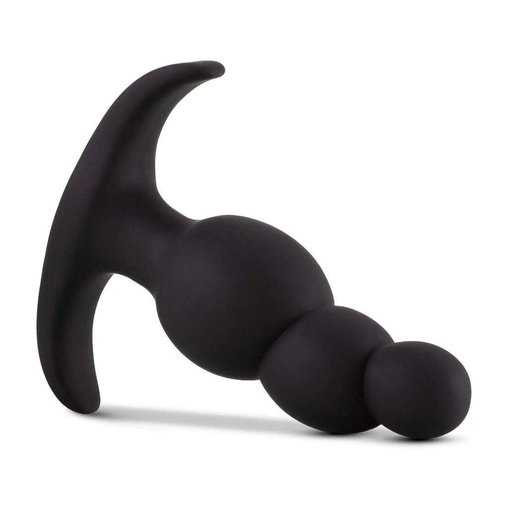 Blush Novelties® Anal Adventures Platinum Stacked Butt Plug - 3 Tapered Beads | Curved Design Black