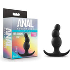 Blush Novelties® Anal Adventures Platinum Stacked Butt Plug - 3 Tapered Beads | Curved Design Black