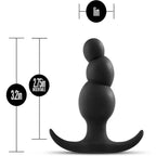 Blush Novelties® Anal Adventures Platinum Stacked Butt Plug - 3 Tapered Beads | Curved Design Black