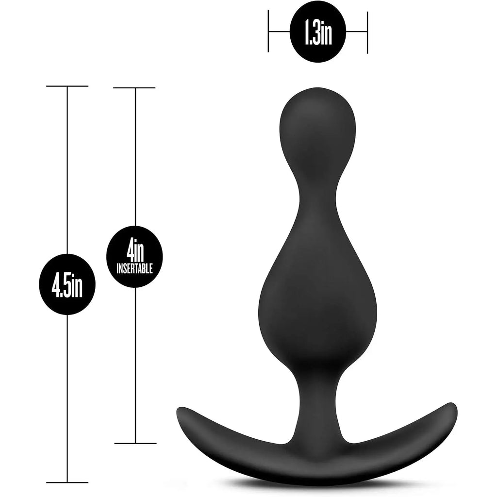 Blush Novelties® Anal Adventures Platinum Wave Butt Plug - Flexible Shaft | Tapered Tip | Anchor Base Black