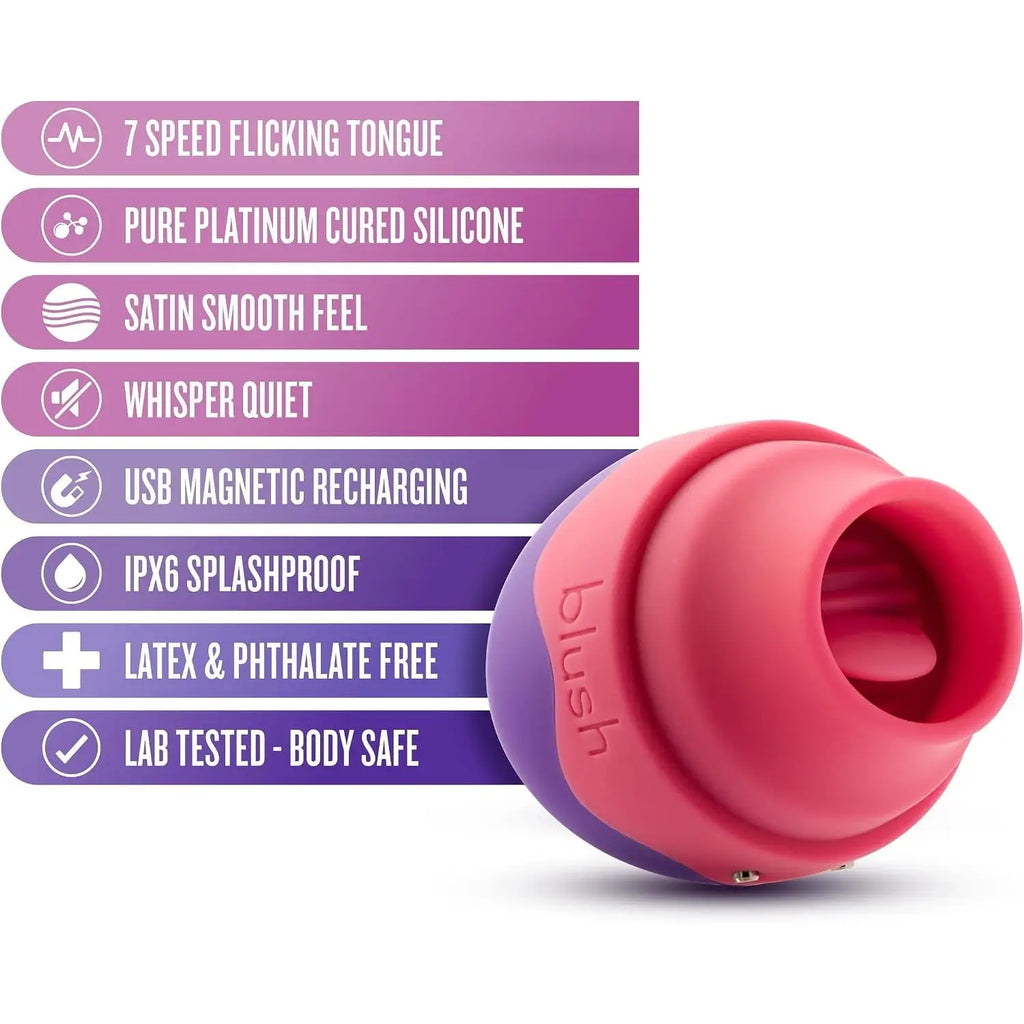 Blush Novelties® Aria Flutter Tongue Vibrator - Rechargeable Clitoral Stimulator with 7 Modes Purple