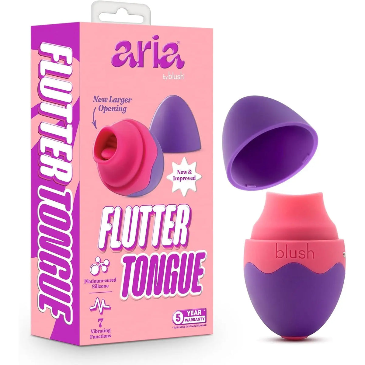 Blush Novelties® Aria Flutter Tongue Vibrator - Rechargeable Clitoral Stimulator with 7 Modes Purple