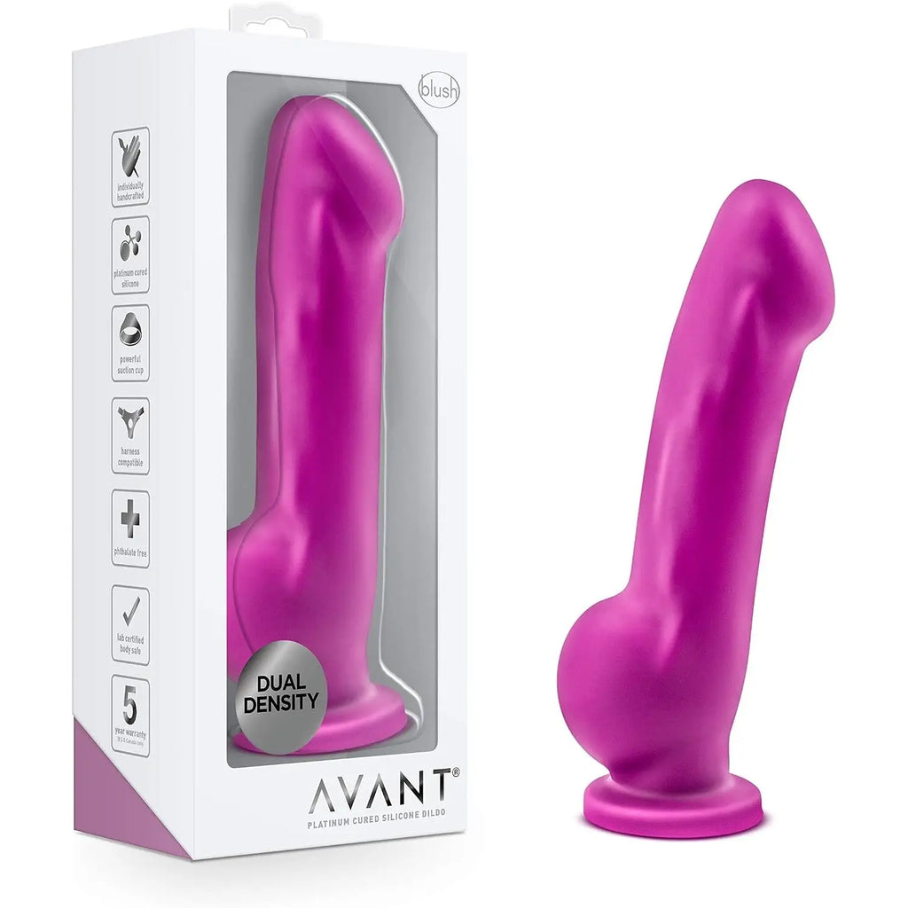 Blush Novelties® Avant D7 Ergo Dual Density Dildo - Sensa Feel | Suction Cup & Harness Compatible Magenta