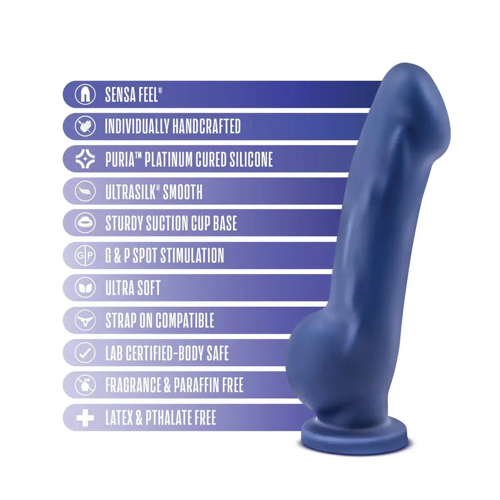 Blush Novelties® Avant D8 Ergo Dual Density Dildo - Sensa Feel | Suction Cup & Harness Compatible Blue