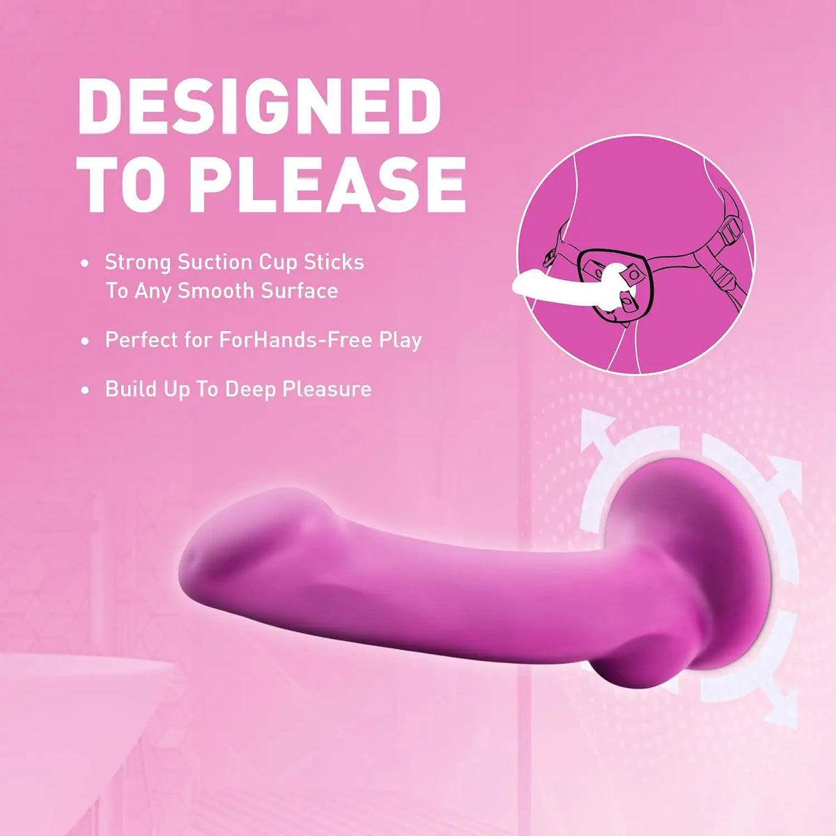 Blush Novelties® Avant D9 Ergo Mini Dual Density Dildo - Sensa Feel | Suction Cup & Harness Compatible Magenta