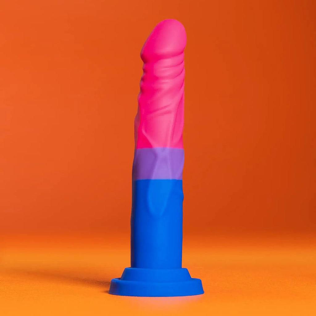 Blush Novelties® Avant P8 Bisexual Pride Dildo - 7.5’’ Textured Silicone Multicolor