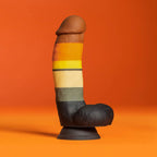 Blush Novelties® Avant P9 Bear Pride Dildo - 7.5’’ Curved Silicone with Balls Multicolor