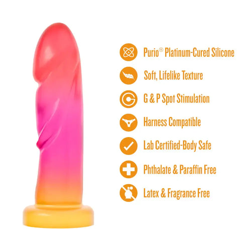 Blush Novelties® Avant Sunburst Artisan Silicone Dildo – G-Spot & P-Spot 7.5’’ Multicolor