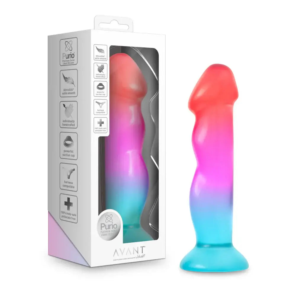Blush Novelties® Avant Tropical Artisan Silicone Dildo – G-Spot & P-Spot 7.75’’ Multicolor