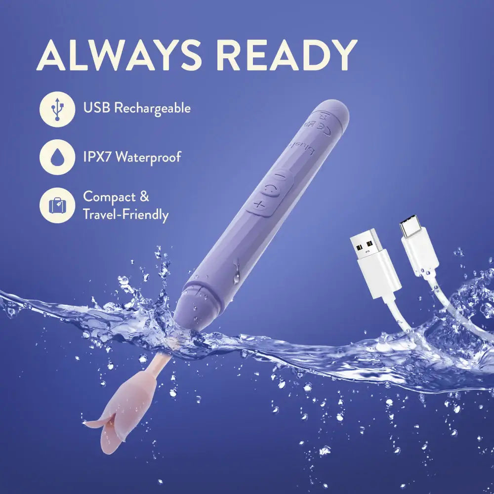 Blush Novelties® Juno Oscillating Wand Vibrator – Precision Tip & 3 Attachments Lilac