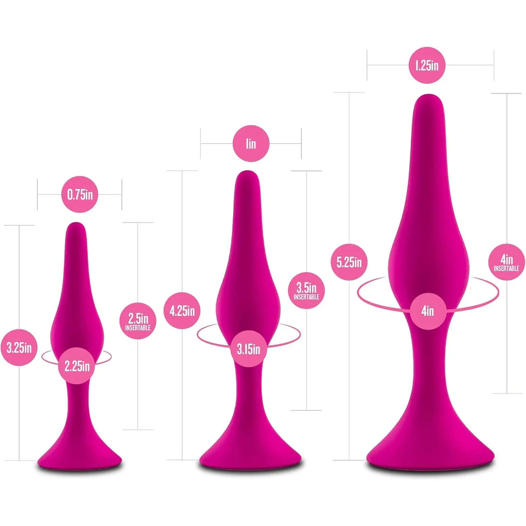 Blush Novelties® Luxe Beginner 3-Piece Graduated Silicone Anal Plug Set