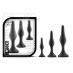 Blush Novelties® Luxe Beginner 3-Piece Graduated Silicone Anal Plug Set Black