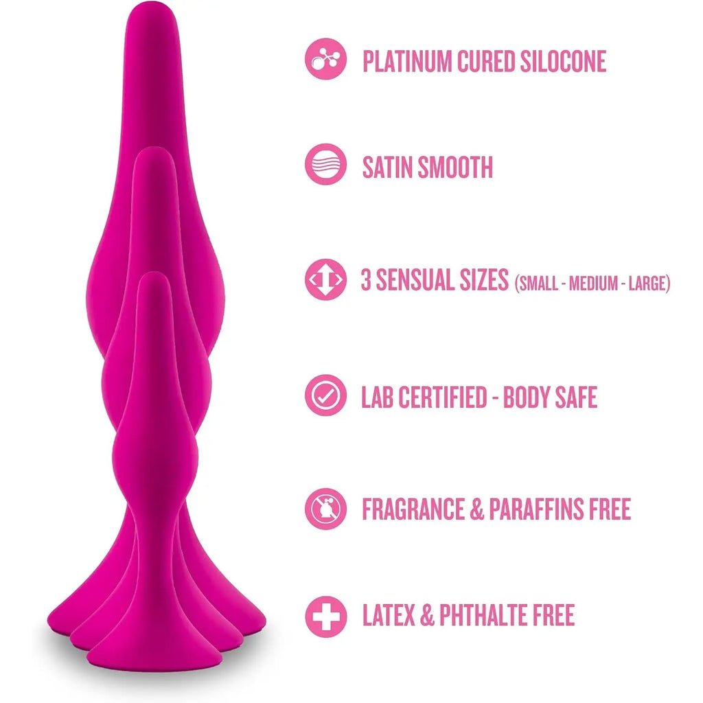 Blush Novelties® Luxe Beginner 3-Piece Graduated Silicone Anal Plug Set