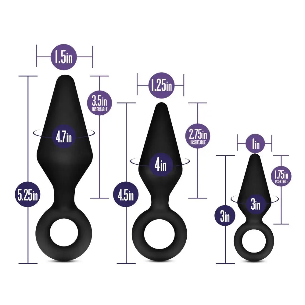 Blush Novelties® Luxe Night Rimmer Anal Training Kit - 3 Graduated Sizes Black