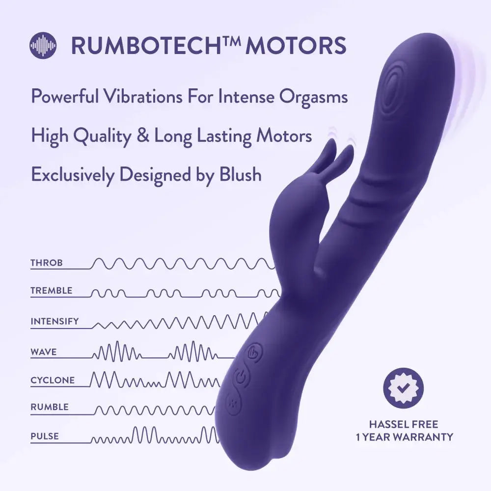 Blush Novelties® Harper 8.75" G - Spot Clitoral Dual Stimulation Silicone Rabbit Vibrator - Rolik®