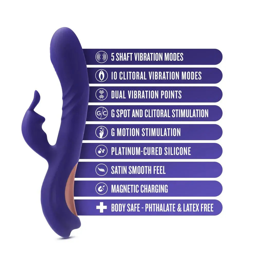 Blush Novelties® Harper 8.75" G - Spot Clitoral Dual Stimulation Silicone Rabbit Vibrator - Rolik®
