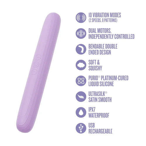 Blush Novelties® Play With Me Double-Ended Vibrator – Dual Motor 10 Modes Lavender