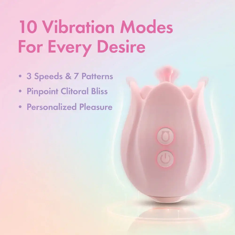 Blush Novelties® | Play With Me Romantic Rose Vibrator, 3 Rosebud Heads & 10 Modes Pink