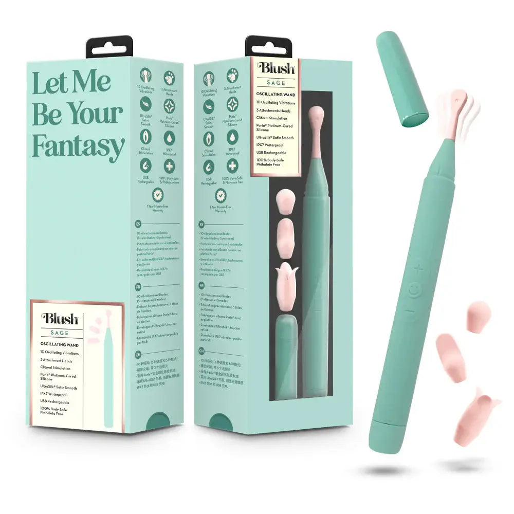 Blush Novelties® Sage Oscillating Wand Vibrator – Precision Tip & 3 Attachments