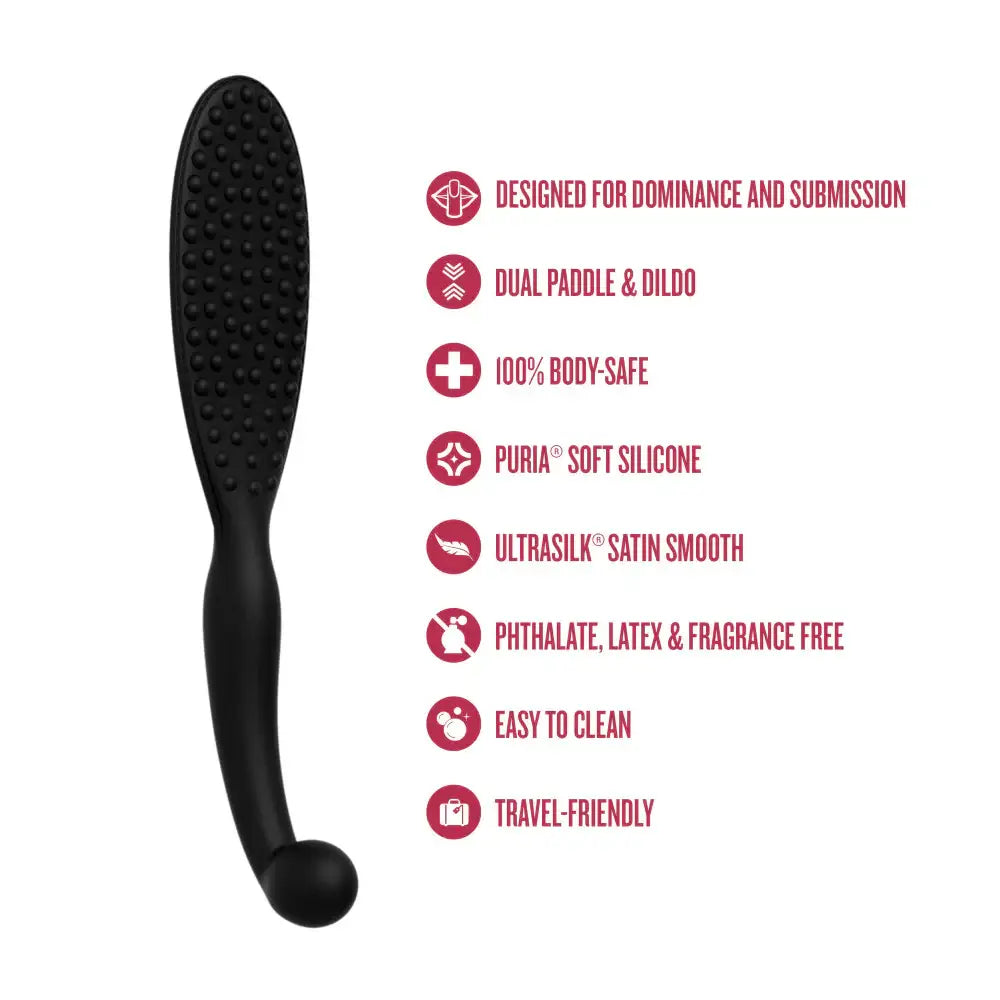 Blush Novelties® Temptasia Governess Dual-Function Silicone Paddle & Dildo Black