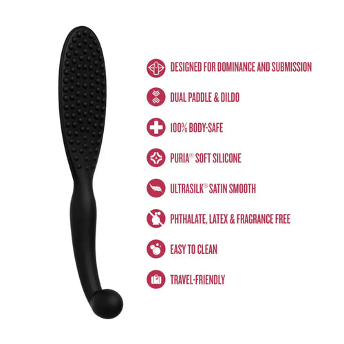 Blush Novelties® Temptasia Governess Dual-Function Silicone Paddle & Dildo Black