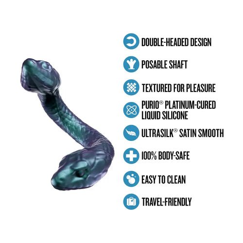 Blush Novelties® Temptasia Twin Python Double-Ended Dildo – 18’’ Posable Silicone Multicolor