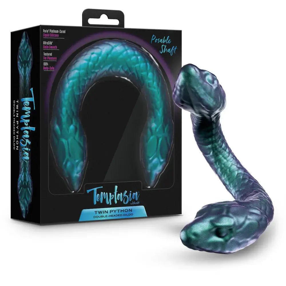Blush Novelties® Temptasia Twin Python Double-Ended Dildo – 18’’ Posable Silicone Multicolor