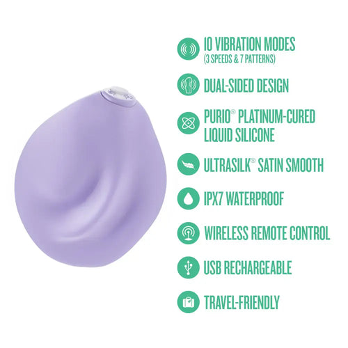 Blush Novelties® URSELF™ PulsePad Double-Sided Silicone Grinder Vibrator, 10 Modes Wireless Remote Lilac