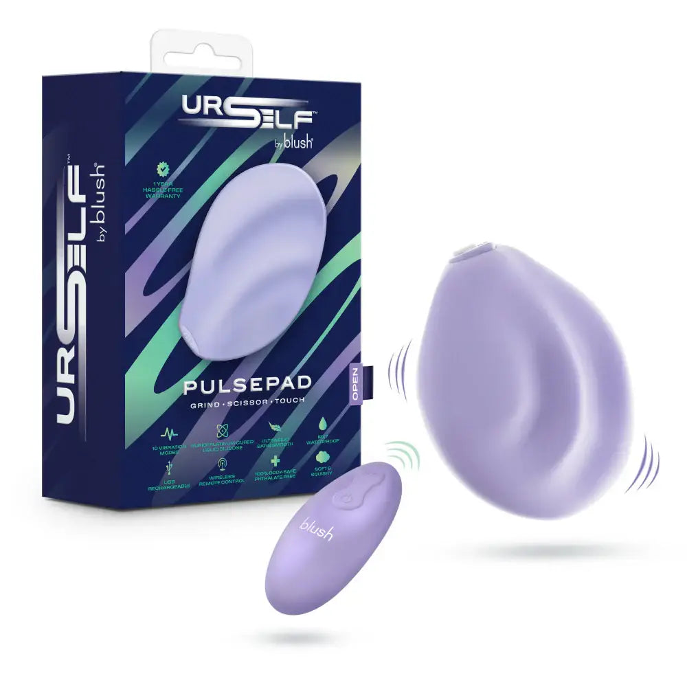Blush Novelties® URSELF™ PulsePad Double-Sided Silicone Grinder Vibrator, 10 Modes Wireless Remote Lilac