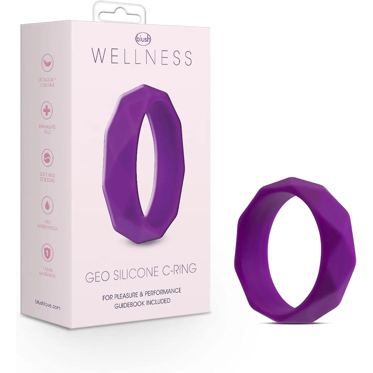 Blush Novelties® Wellness Geo C-Ring - Premium Silicone Comfort Ring Purple
