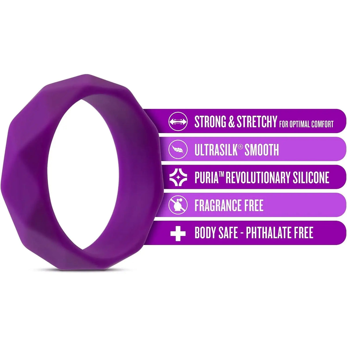 Blush Novelties® Wellness Geo C-Ring - Premium Silicone Comfort Ring Purple