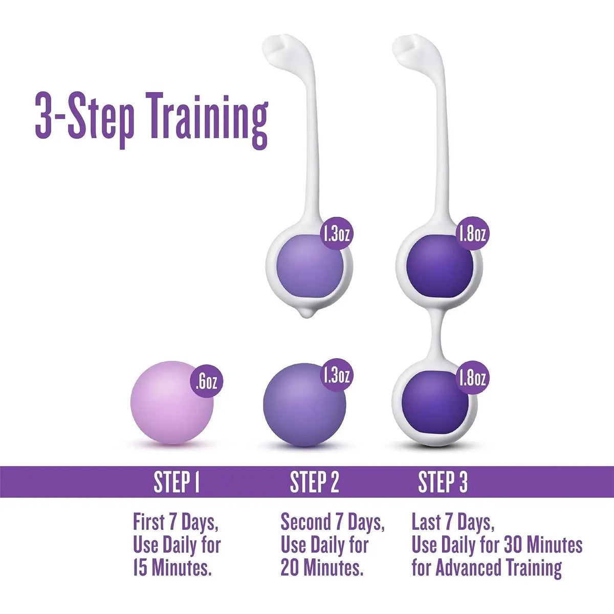 Blush Novelties® Wellness Kegel Training Kit - 6-Piece Weighted Pelvic Floor Exercise Set Purple