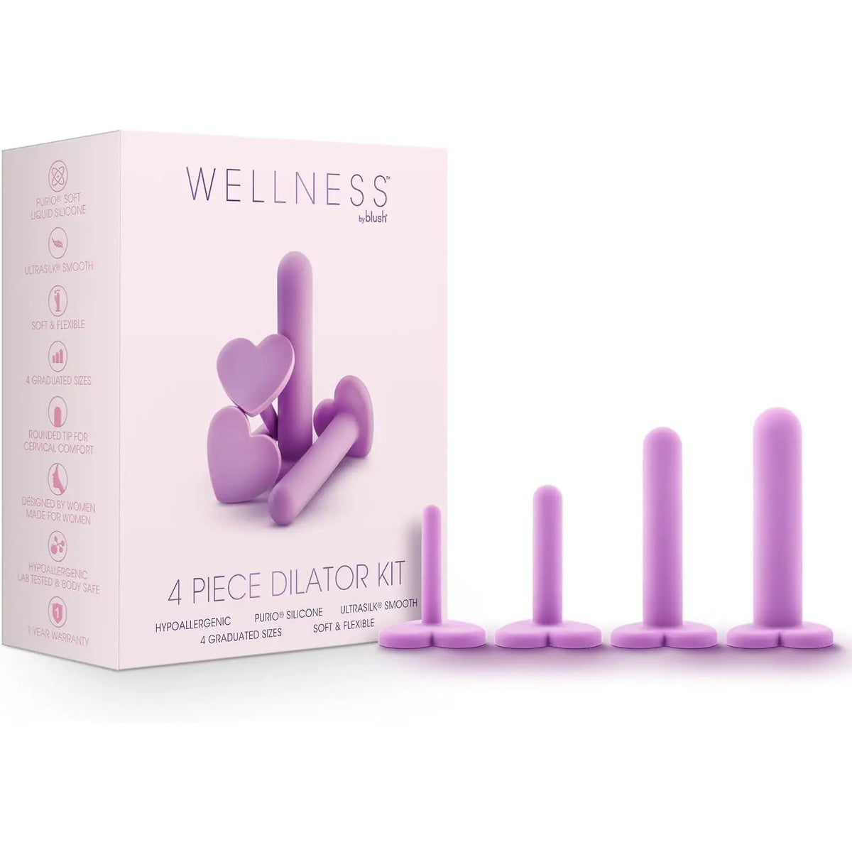 Blush Novelties® Wellness Silicone Dilator Set - 4-Piece Vaginal Kit Purple