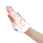 BMS Addiction Party Marty 7.5’’ Rainbow Confetti Silicone Dildo with Suction Base