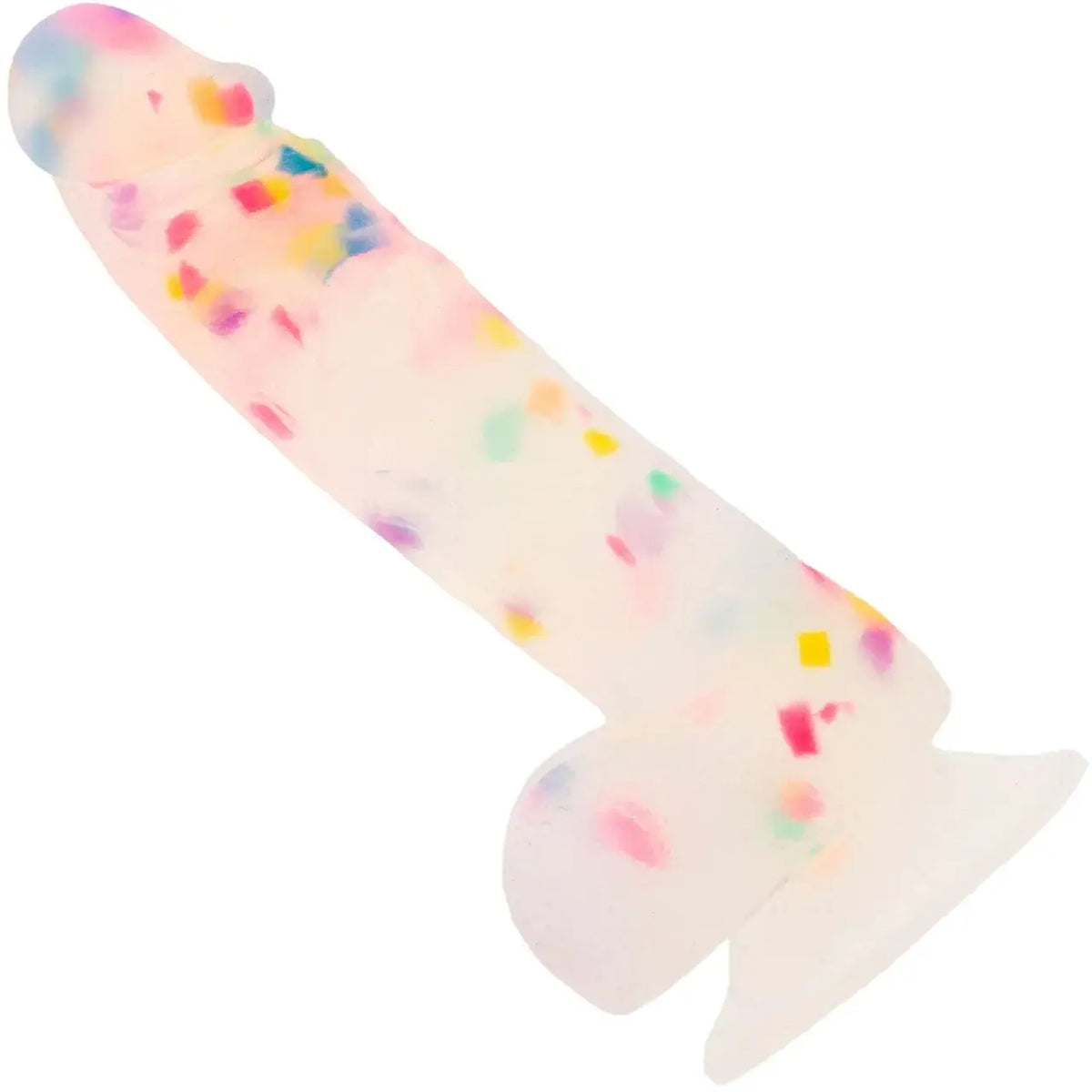 BMS Addiction Party Marty 7.5’’ Rainbow Confetti Silicone Dildo with Suction Base