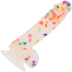 BMS Addiction Party Marty 7.5’’ Rainbow Confetti Silicone Dildo with Suction Base