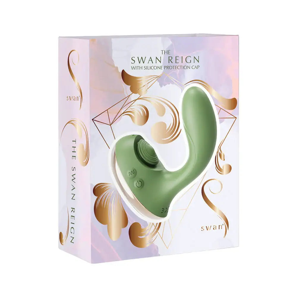 BMS Swan Reign Luxury Dual Stimulator | Clitoral + G-Spot | IPX7 Waterproof Olive