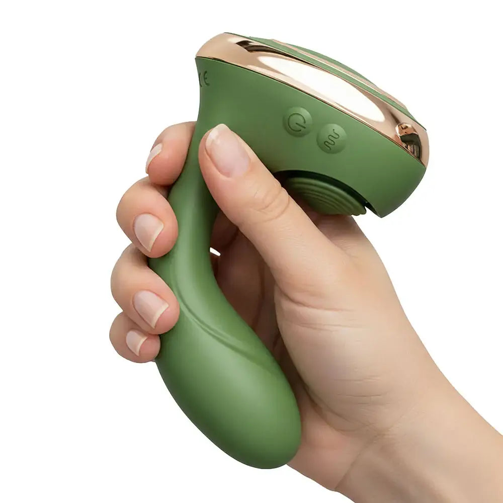 BMS Swan Reign Luxury Dual Stimulator | Clitoral + G-Spot | IPX7 Waterproof Olive