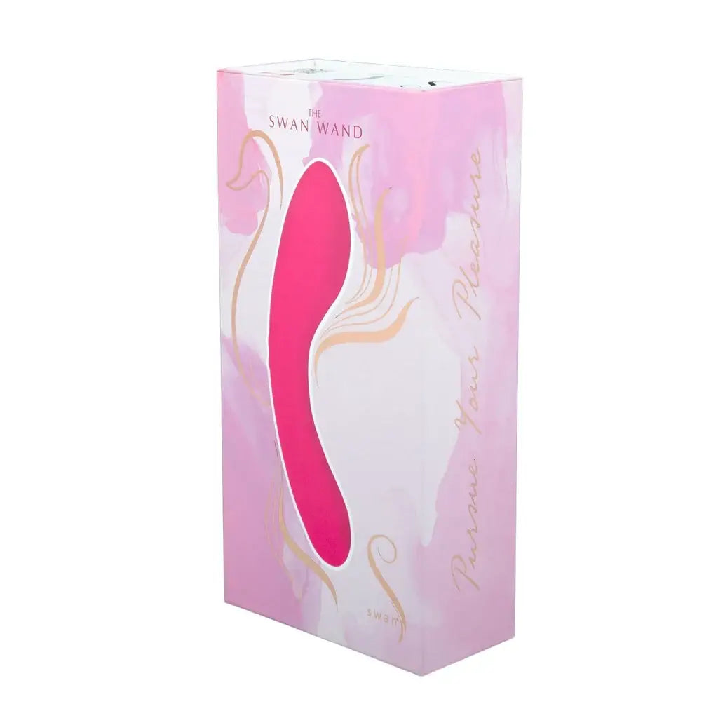 BMS Swan Wand Rechargeable Vibrator - Dual Motors with 7 Functions Each Hot Pink