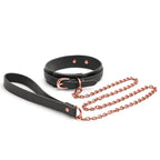 Bondage Couture Vinyl Collar and Leash - Black - Restraints