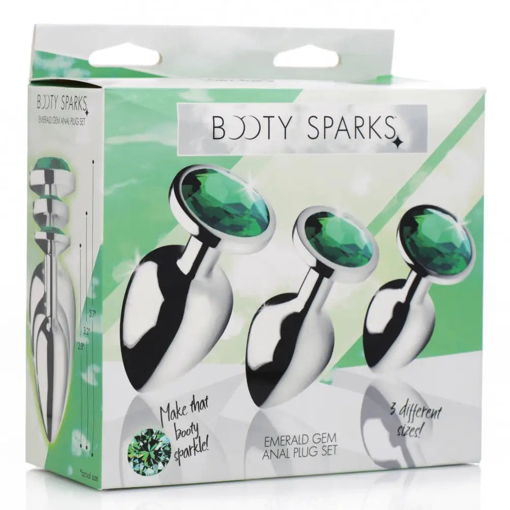 Booty Sparks™ Emerald Gem Anal Plug Set - Green - Butt