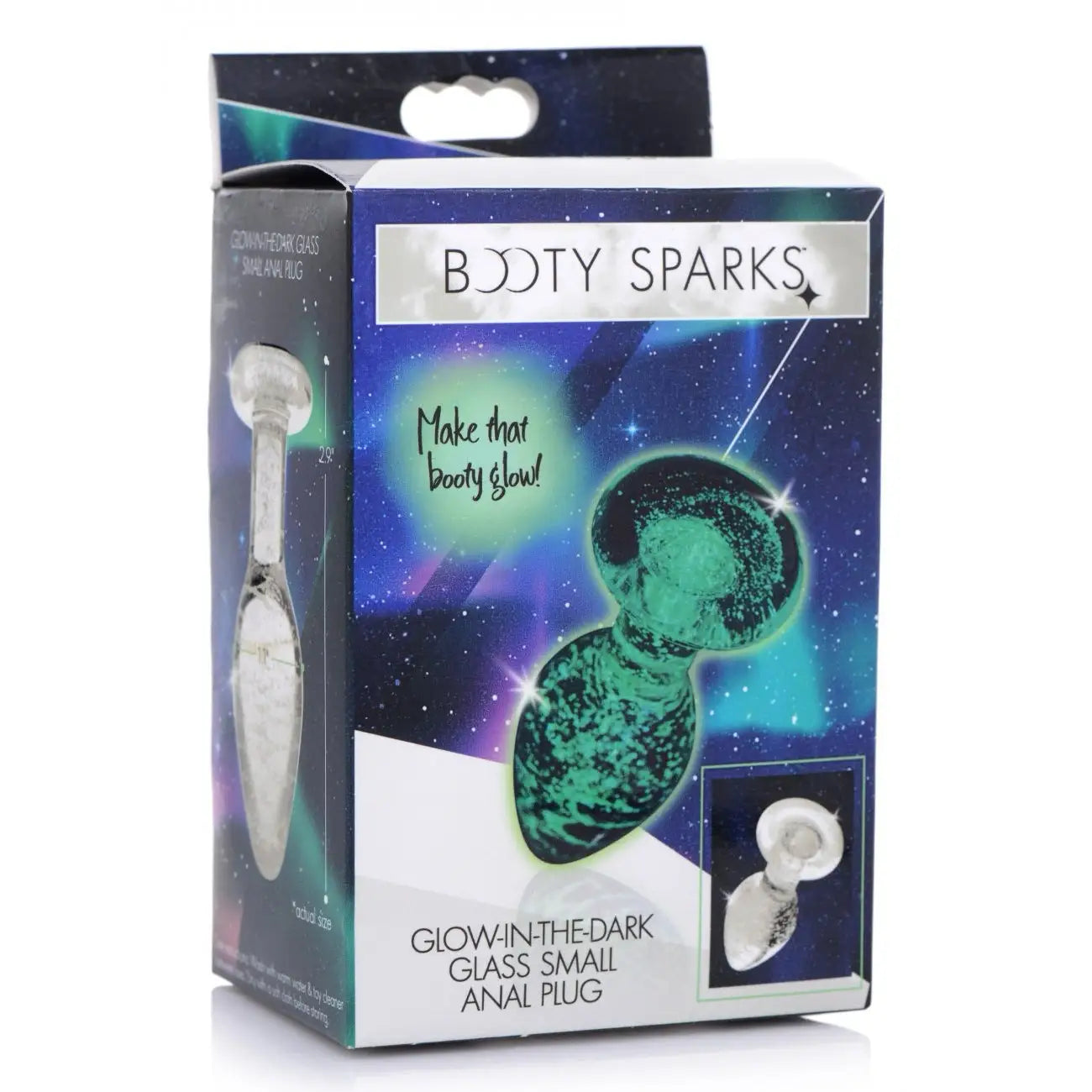 Booty Sparks™ Glow - In - The - Dark Glass Anal Plug - Butt