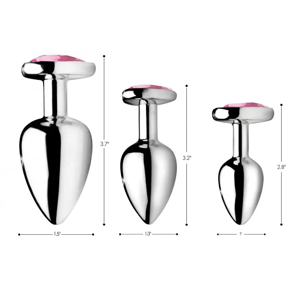 Booty Sparks™ Pink Heart Gem Anal Plug Set - Butt