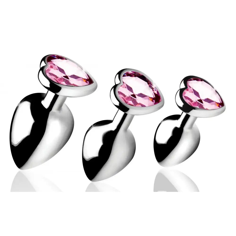 Booty Sparks™ Pink Heart Gem Anal Plug Set - Butt