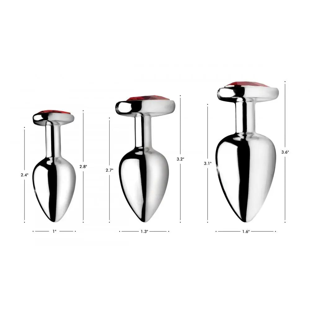 Booty Sparks™ Red Heart Gem Anal Plug Set - Butt